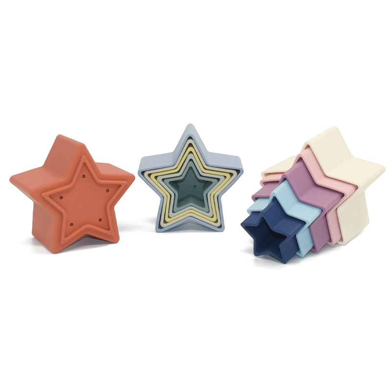 tazze impilabili in silicone arcobaleno, giocattolo educativo in silicone nordico