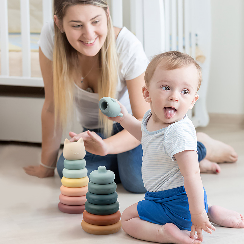 Blocs à empiler, jouet éducatif, blocs de construction en silicone