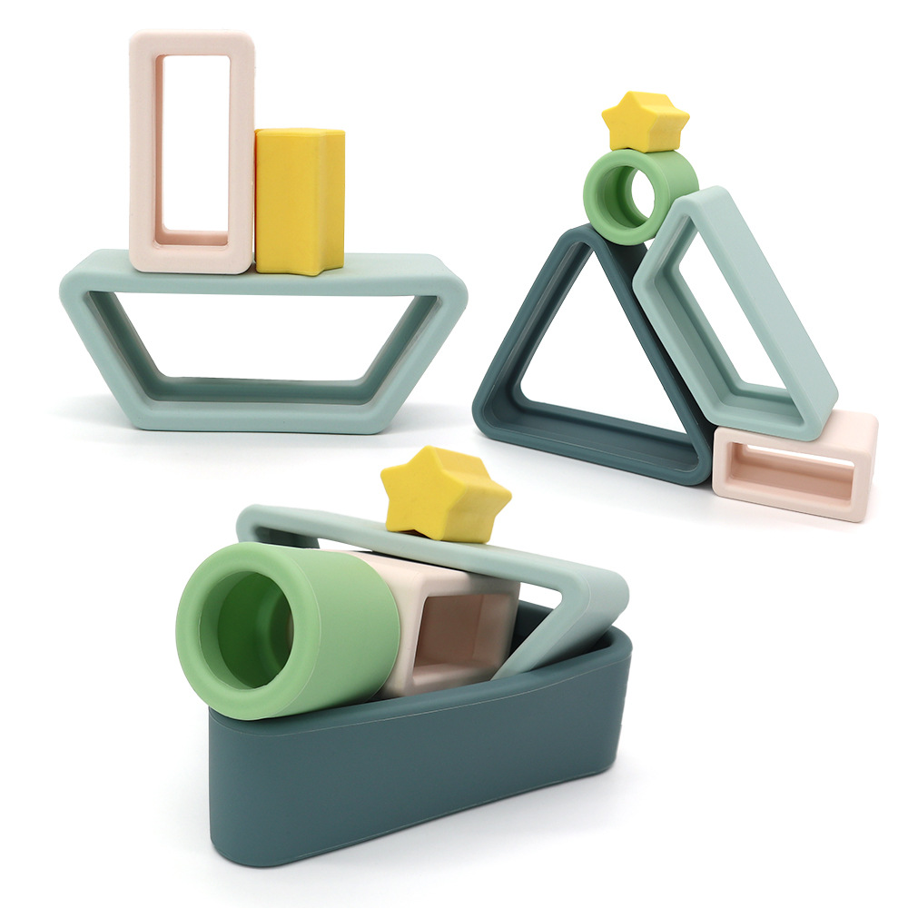 ʻO nā poloka kūkulu silicone pēpē stacker stacking toy