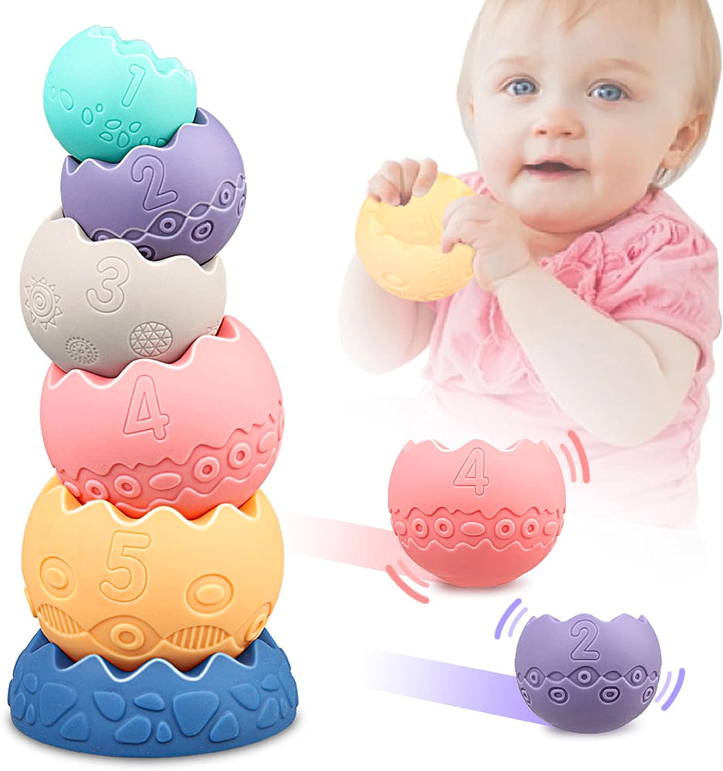 blocs à empiler pour bébé en silicone