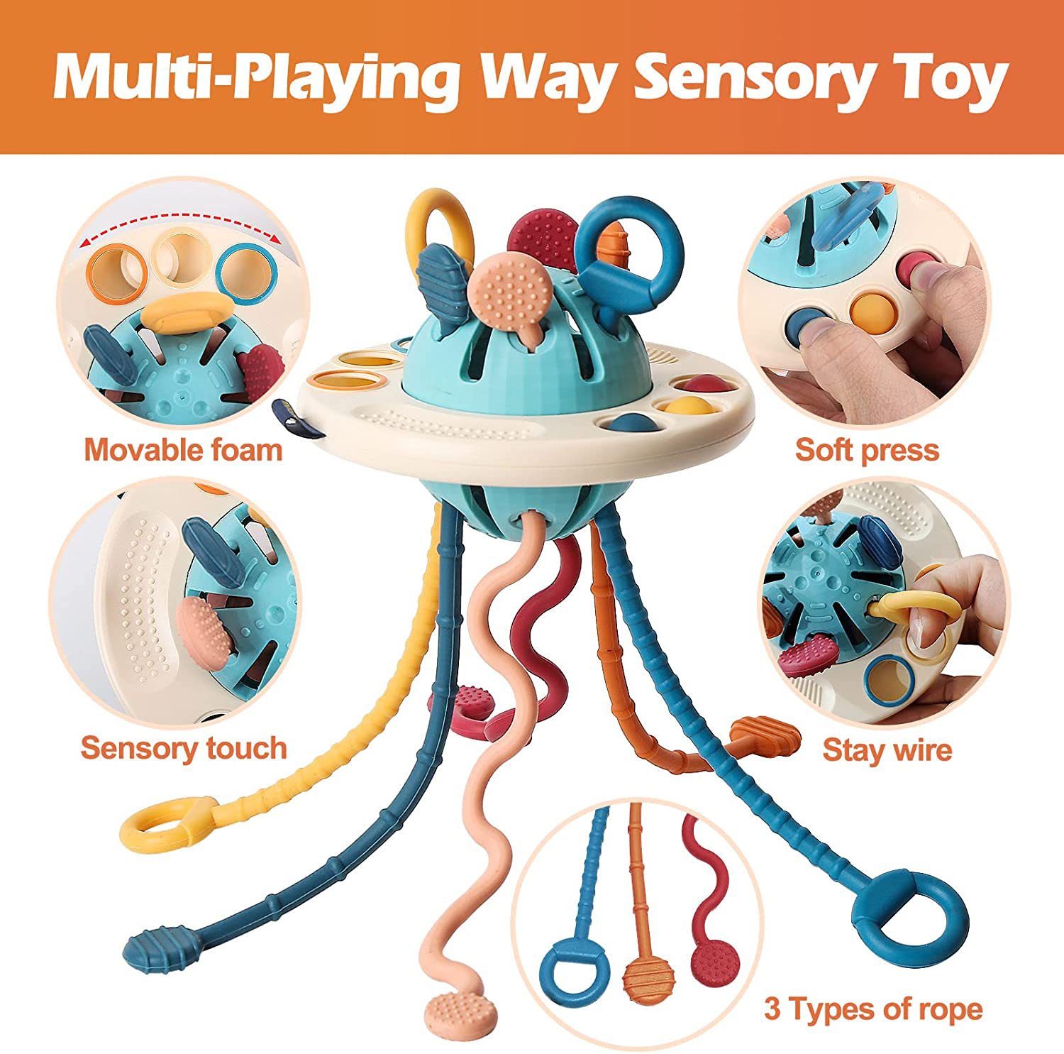  silicone pull string activity toy