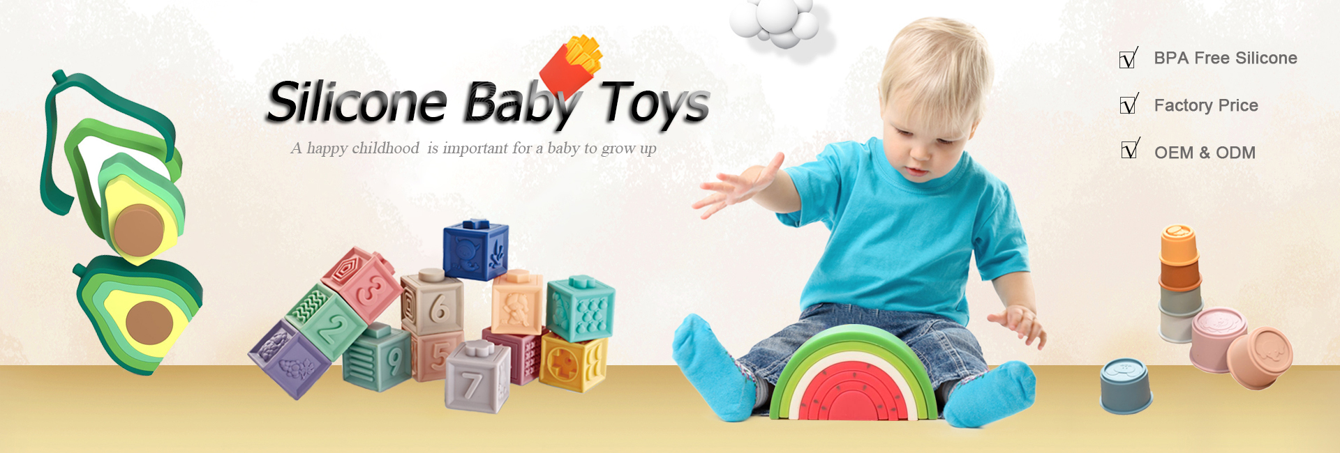 silicone baby toys soft building blocks set